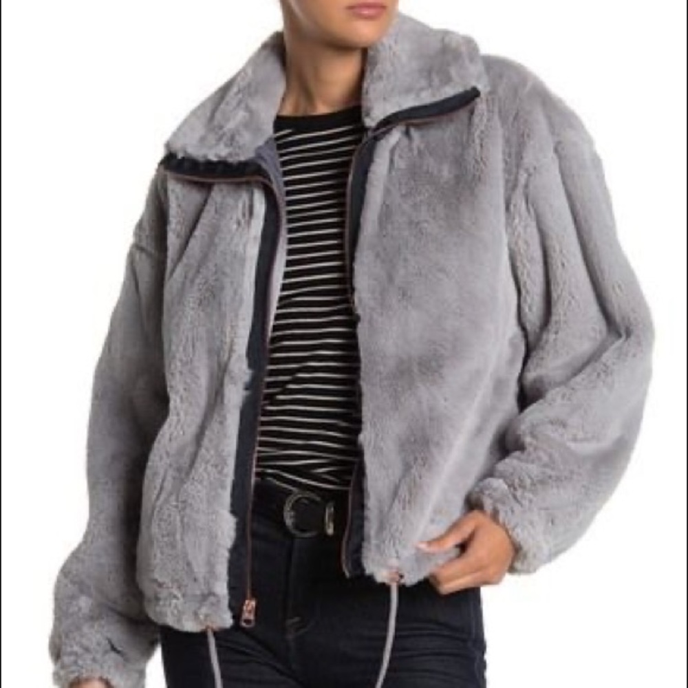 Grey Faux Fur Lucky Brand Jacket